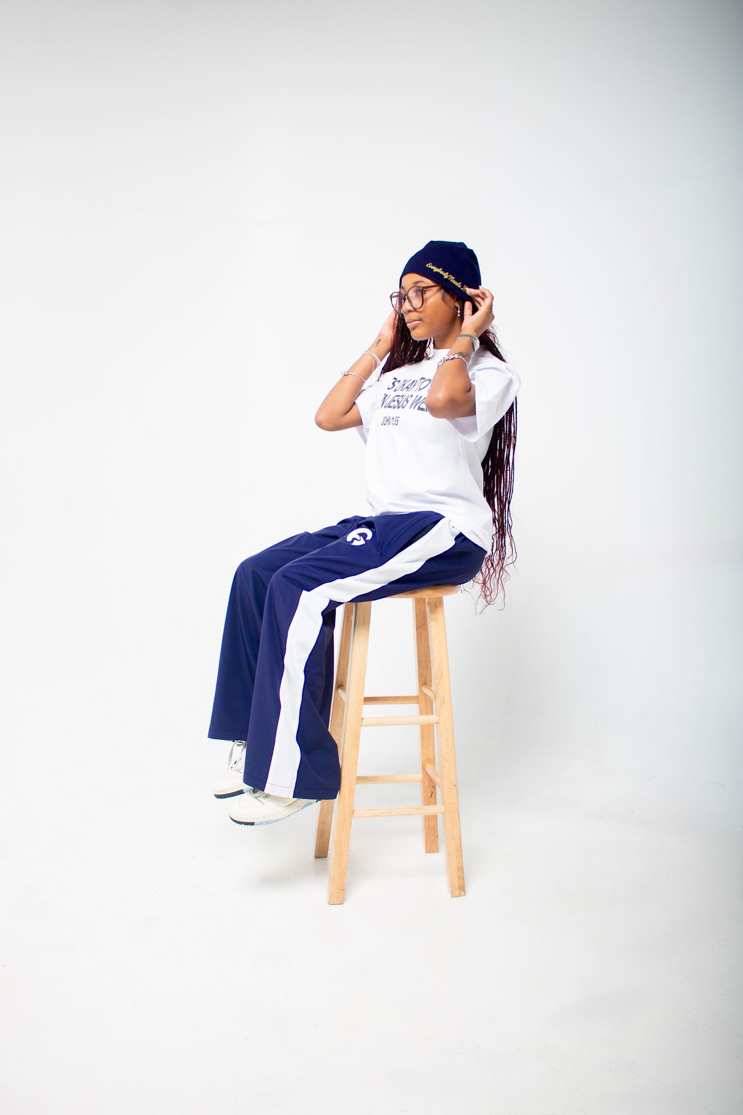 ESSENTIAL NYLON SWEATS-NAVY BLUE